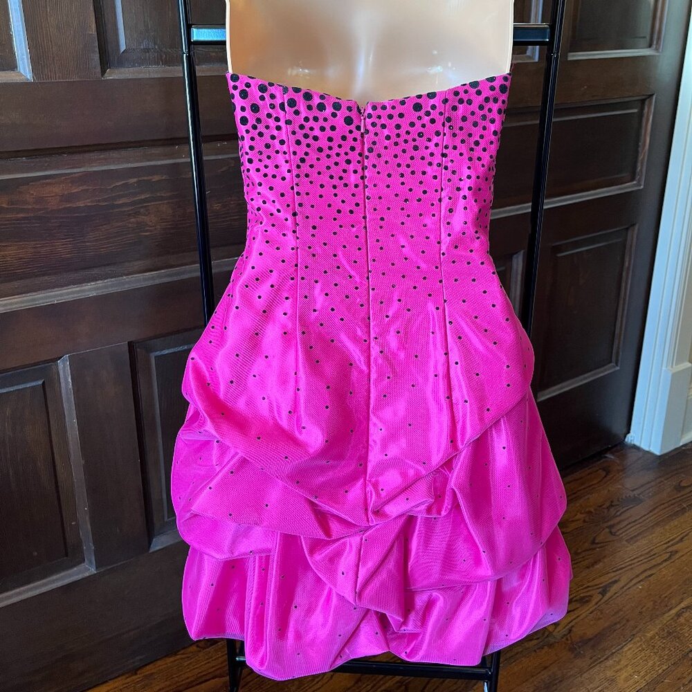 Jessica McClintock Gunne Sax Size 3 Strapless Dress Pink Black Barbie Homecoming - Picture 6 of 11